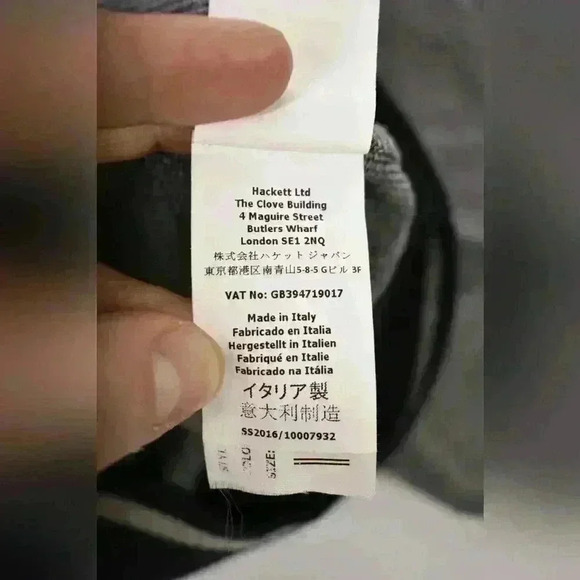 HACKETT Grey Navy Blue Cotton Cashmere  Shawl Collar Knit Sweater Medium Italy - Picture 10 of 10